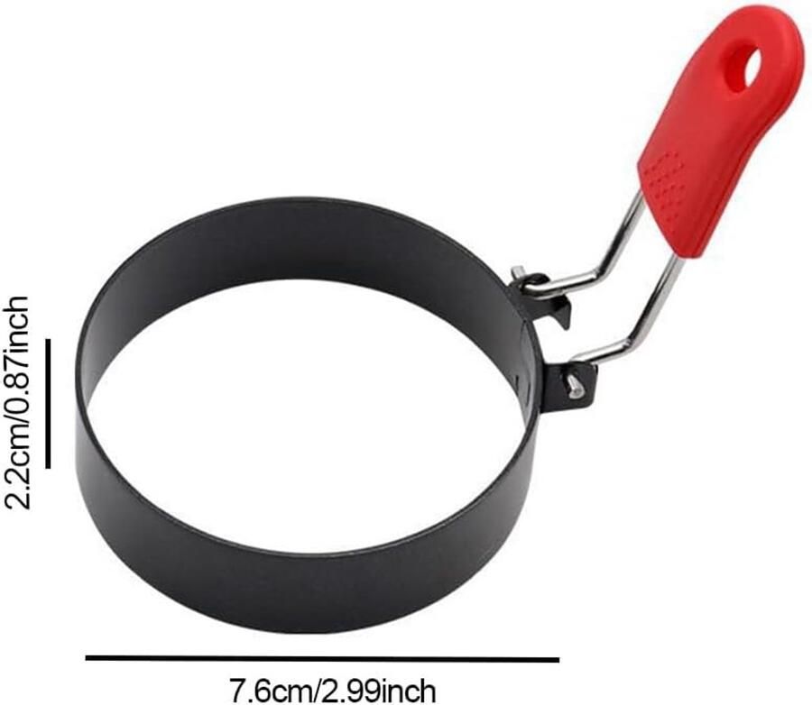 Pannenkoekenvorm Set Eierring Vorm Ontbijt Maken Dubbele Vormen Met Klapgrepen Zwart Geel