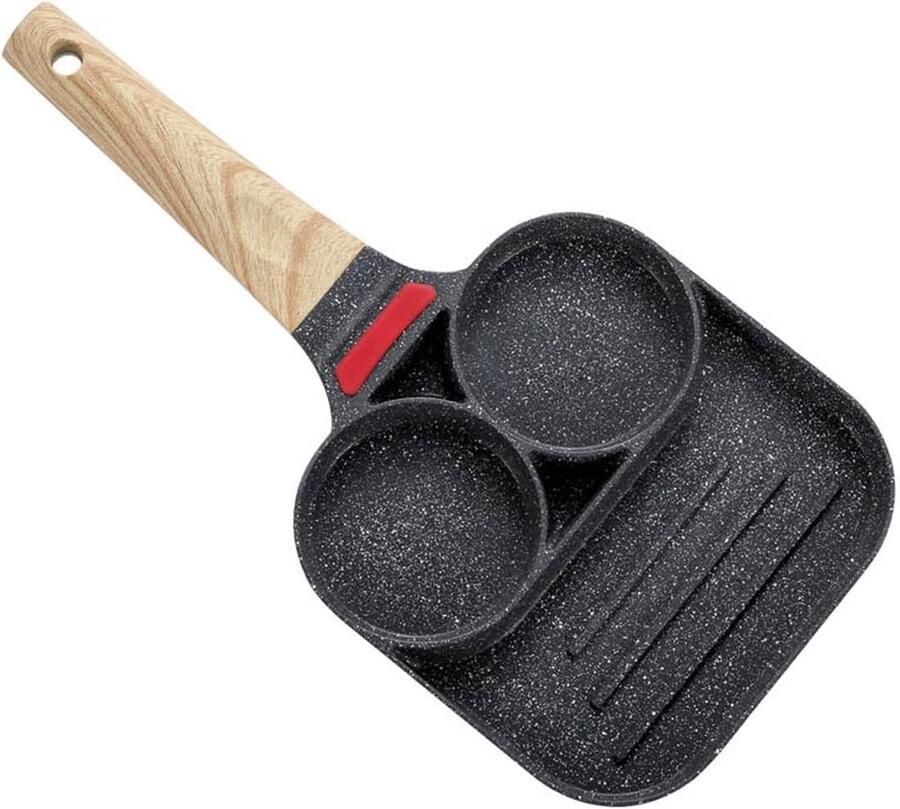 Pannenkoekpan met 2 gaten Ei burger pan Ontbijt maken Temperatuurindicator 18.5 x 18.5 cm Wit