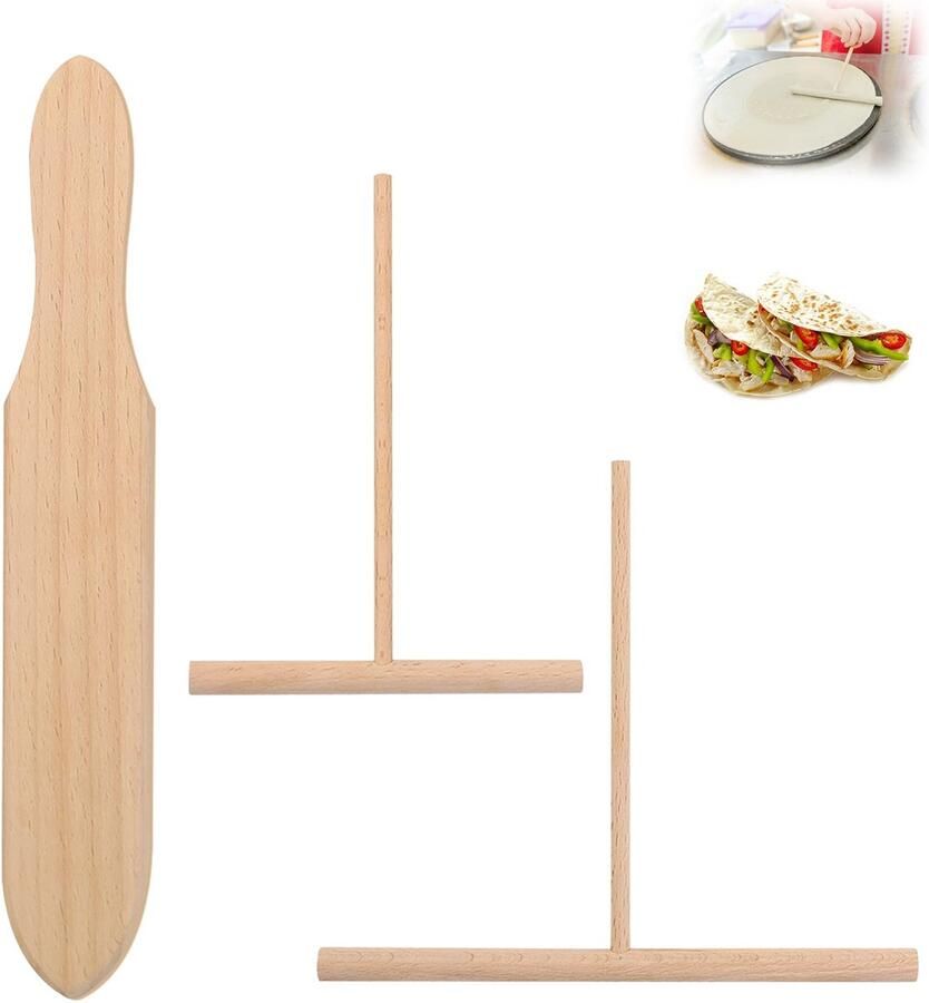 Pannenkoekspatel 3 stuks pannenkoekenspatel hout pannenkoekenspatel crêpe deegverdeler set T-vorm deegverdeler voor pannenkoeken en taarten