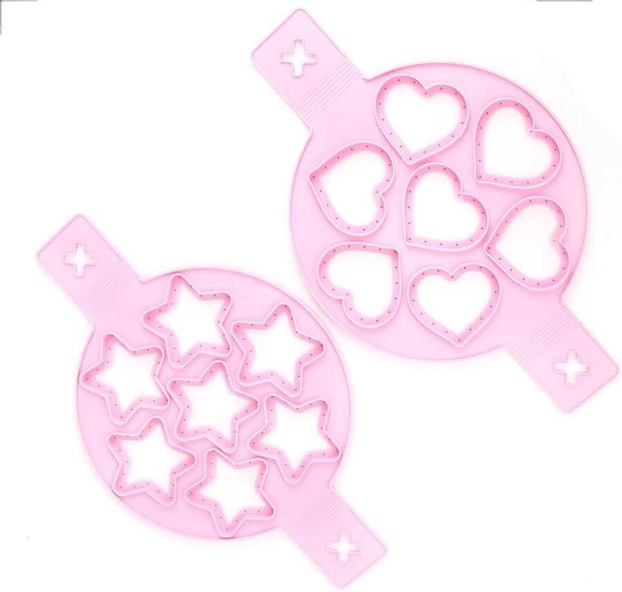 Pannenkoekvorm Silicone Eierkoekvorm Keuken Ontbijt Maken Met Uitbreidbare Handgrepen 2 Stuks Roze