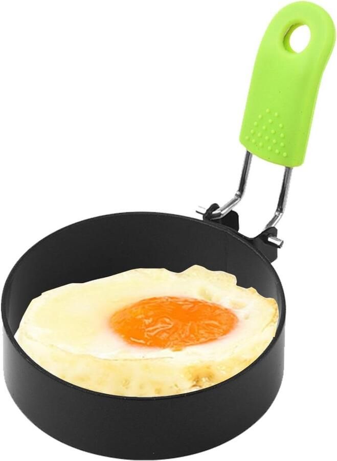Pannenkoekvormen Koken Omeletring Bakplaat Ontbijt Maken Opvouwbaar Ontwerp 8x8x5 cm Zwart