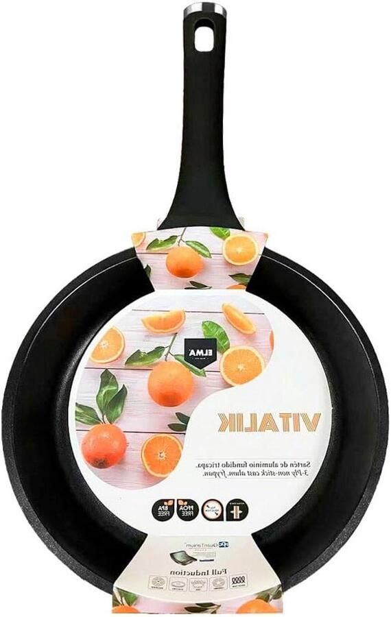 Pannenset Aluminium Koekenpan Set Koken op Inductie Gegoten Aluminium 24 cm Zwart