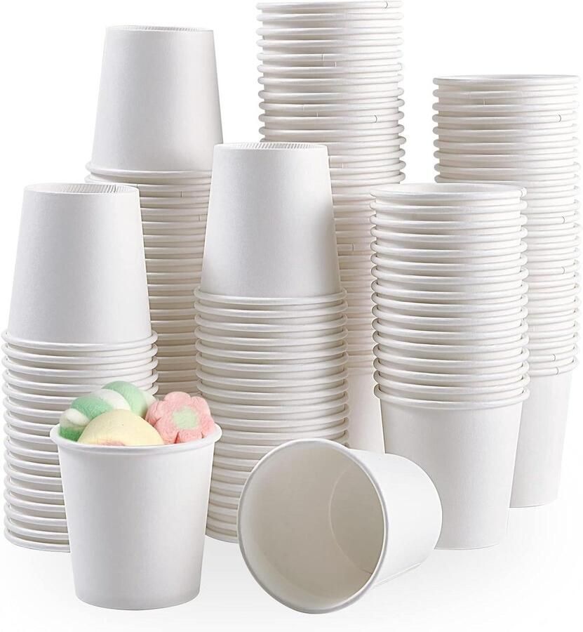 Papieren bekers Kleine bekers Drinken en mondwater Waterdicht ontwerp 600 stuks 3 oz Wit