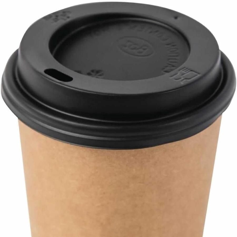 Papieren Bekers met Deksel Wegwerp Bekers Koffie Warme Dranken Drinken Geïntegreerde Kraft Sleeve 230 ml Bruin