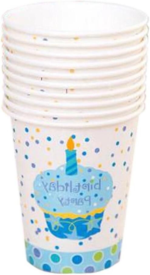 Papieren Bekertjes Wegwerpbekers Kantoor Drinken Thuis Blauw Cakepatroon 40 Stuks Blauw - Foto 1