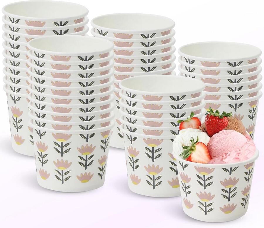 Papieren IJsschalen met Goudfolie 60 Stuks voor Desserts en Snacks