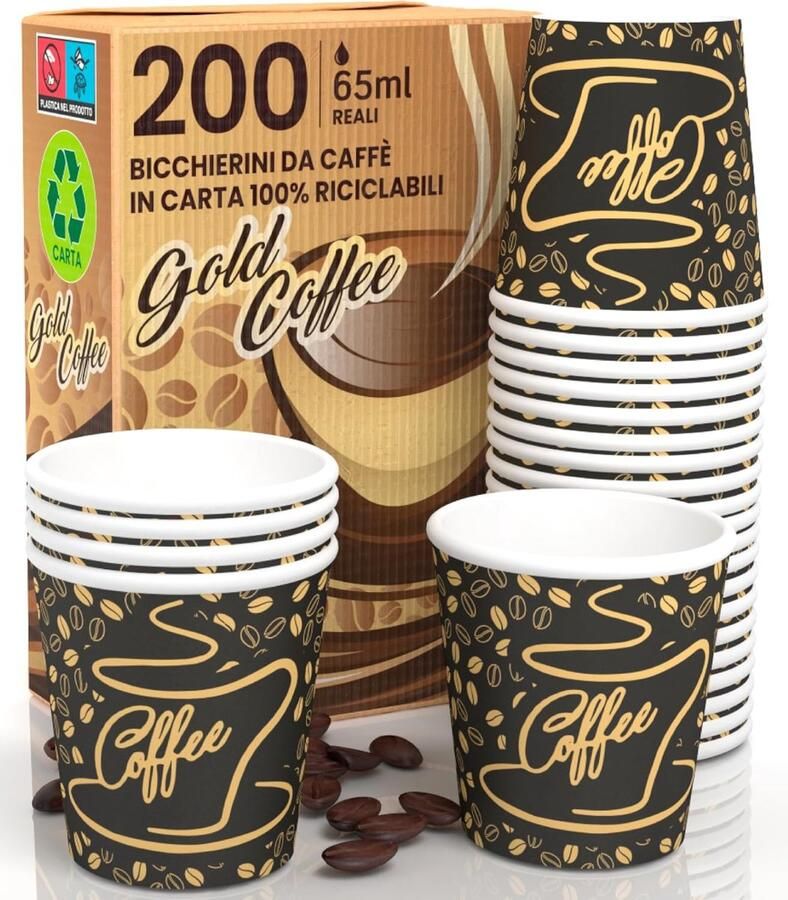 Papieren Koffiebekers Wegwerpbekers Klein Espresso Serveren Biologisch Afbreekbaar Materiaal 65 ml Bruin