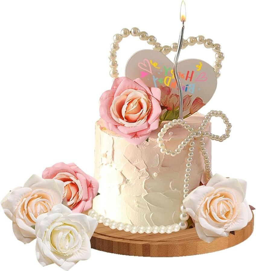 Parelketting en Bloemen Cake Decoraties voor Verjaardagen Bruiloften en Feestjes Perfecte Cake Toppers en Versieringen voor Snoepzakjes en Ambachten