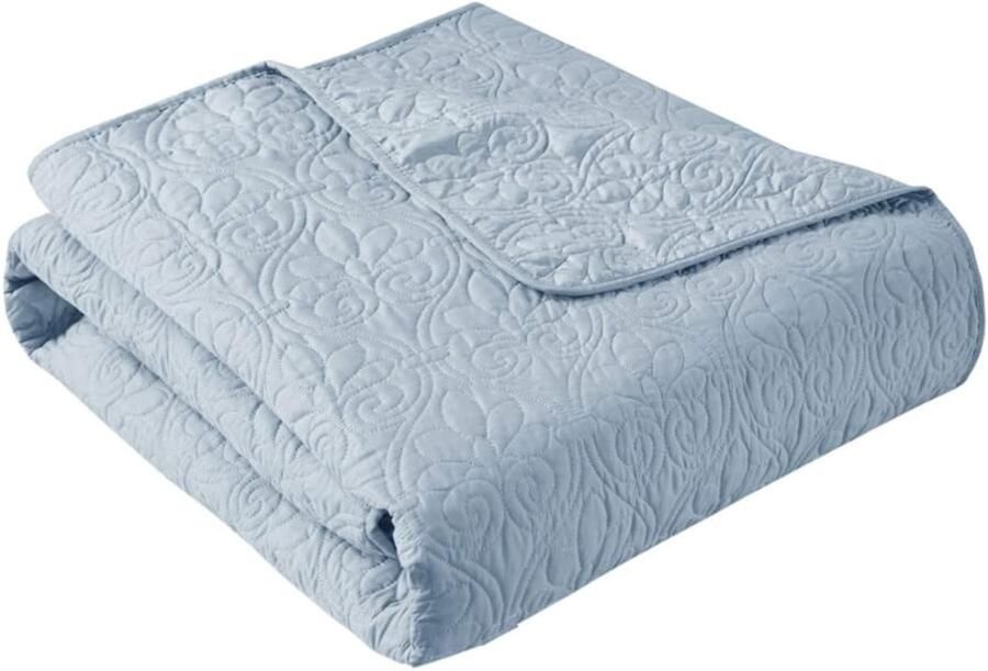 Park Luxe gewatteerde deken damast stiksel ontwerp katoen gevulde spread ultra zacht gezellig beddengoed voor woonkamer bank bed 60 x 70 biesranden blauw