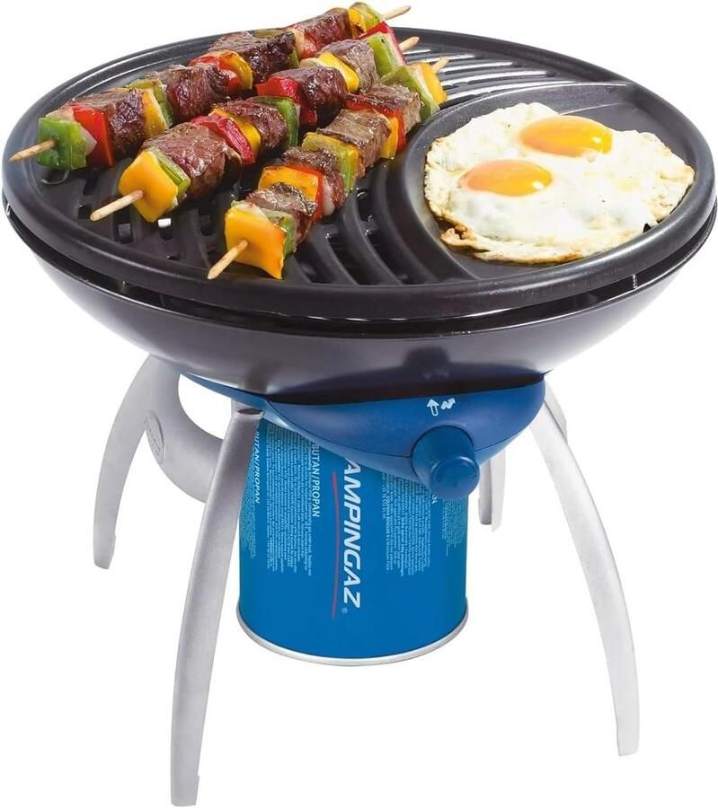 Party Grill Compacte Gasgrill Kamperen en Buiten 2-in-1 Kookoppervlak 32.5 x 32.5 x 28.5 cm Grijs