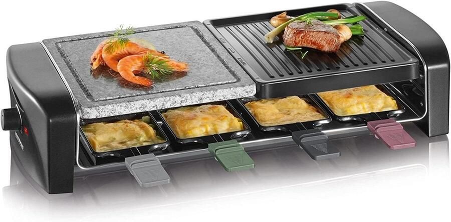 Party Grill Raclette Grill Gezellig Tafelen Natuursteen Grillplaat 8 Personen Zwart