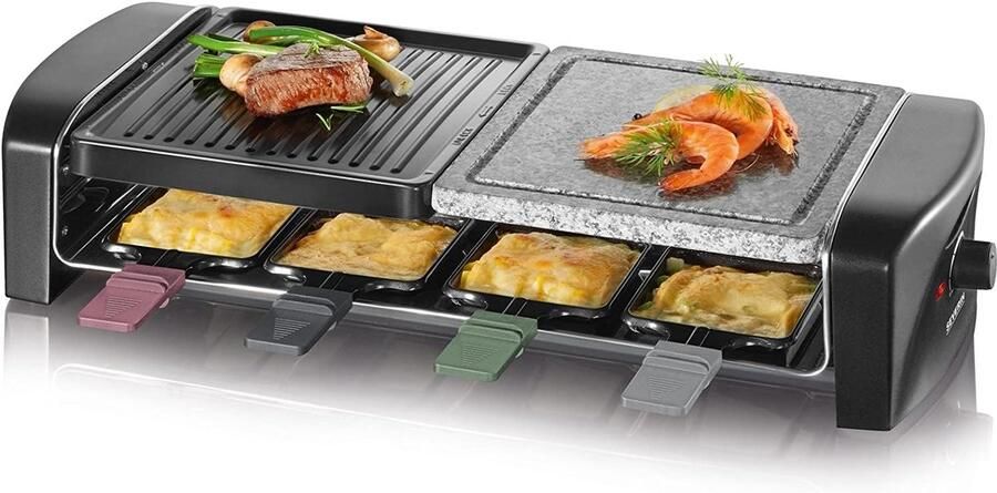 Party Grill Elektrisch Grillen Gezellig Eten Natuursteen Grillplaat 8 Personen Zwart