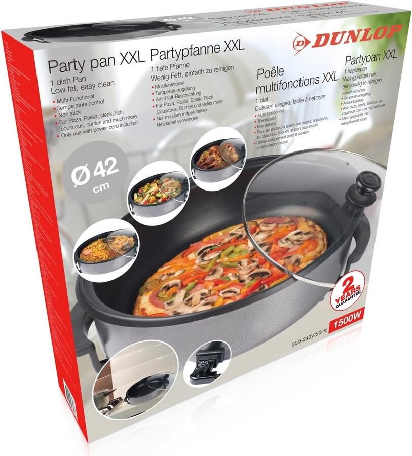 Partypan XXL Multifunctionele feestpan voor pizza paella steak en meer met anti-aanbaklaag