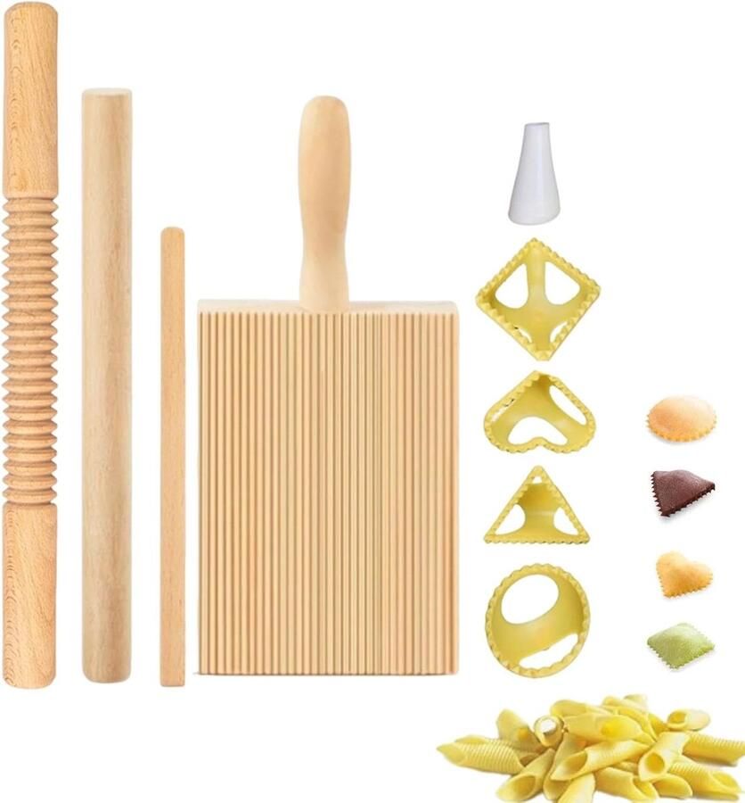 Pasta Gereedschap Set Keuken Helpers Zelf Pasta Maken 8 Delige Kit Hout Materiaal Natuurlijk