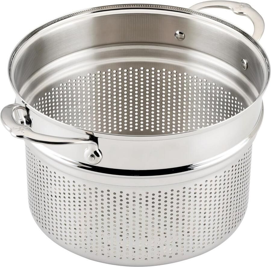 Pastainzetstuk Roestvrij Staal Pasta Pan Inzet Pasta Koken 8 Liter Capaciteit 12.7 cm Zilverkleurig
