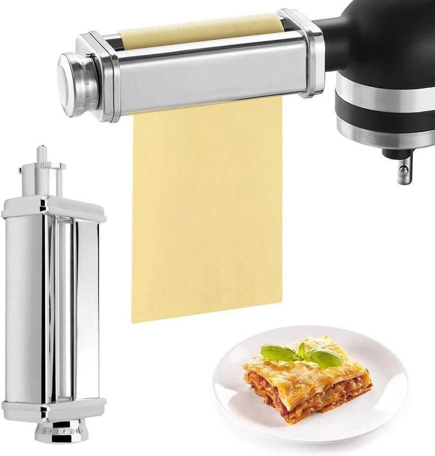 Pasta Machine van Roestvrij Staal Perfect voor Thuisgebruik met 8 Instelbare Dikte en Draaiknop Ideaal voor Vers Pasta Maken en Bakken