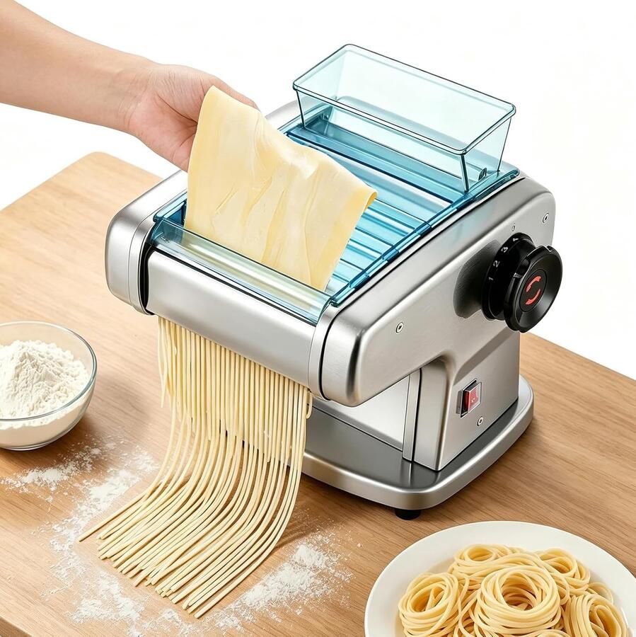 Pasta maker met 9 verstelbare diktes voor perfect verse pasta (0 5-5 mm) en gebruiksvriendelijk design