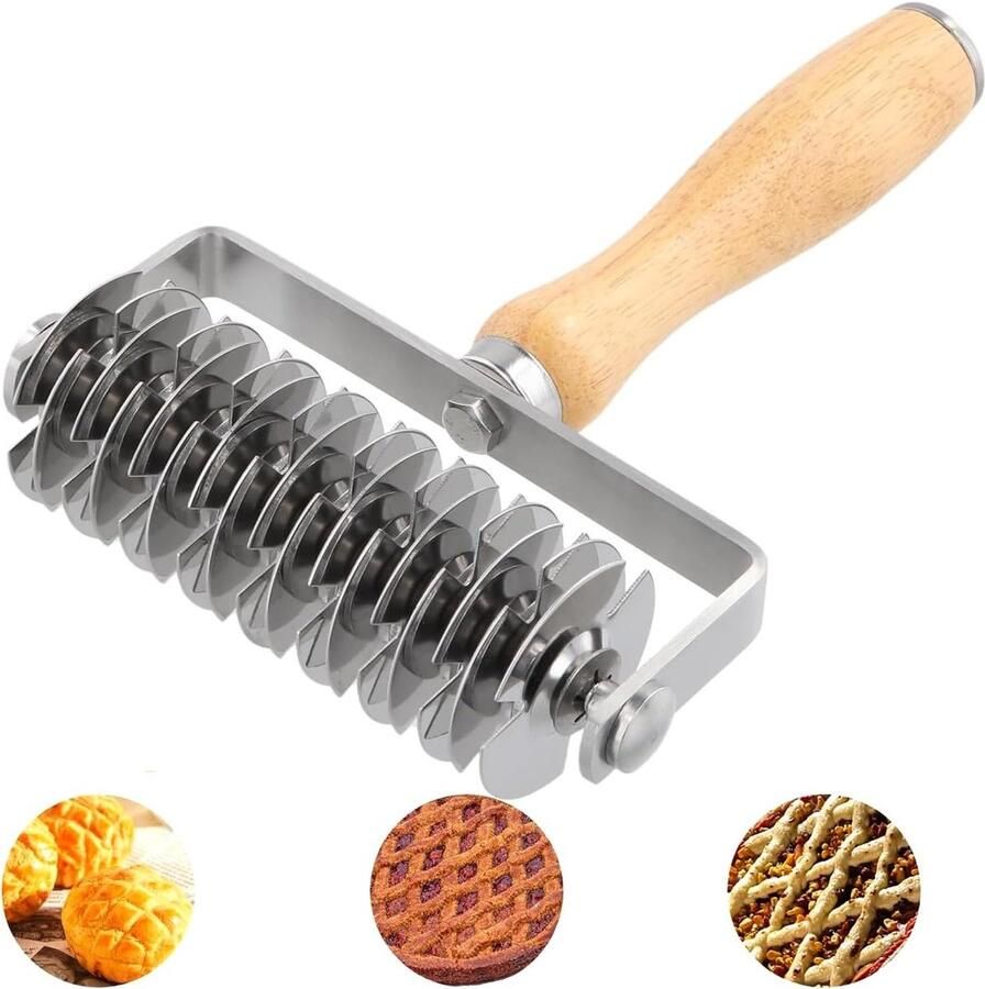 Pasta Snijder voor Bladerdeeg met Houten Handvat Perfect voor Koekjes Taarten en Pizza's
