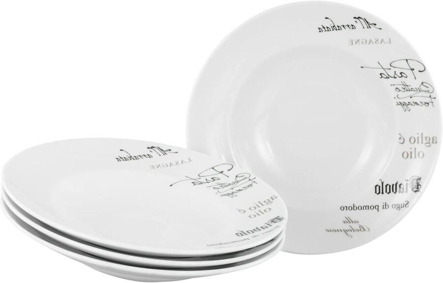 Pastabord Set Dinerborden Pasta Italiaanse Avonden Hoogwaardig Porselein 4 stuks 27 cm Wit