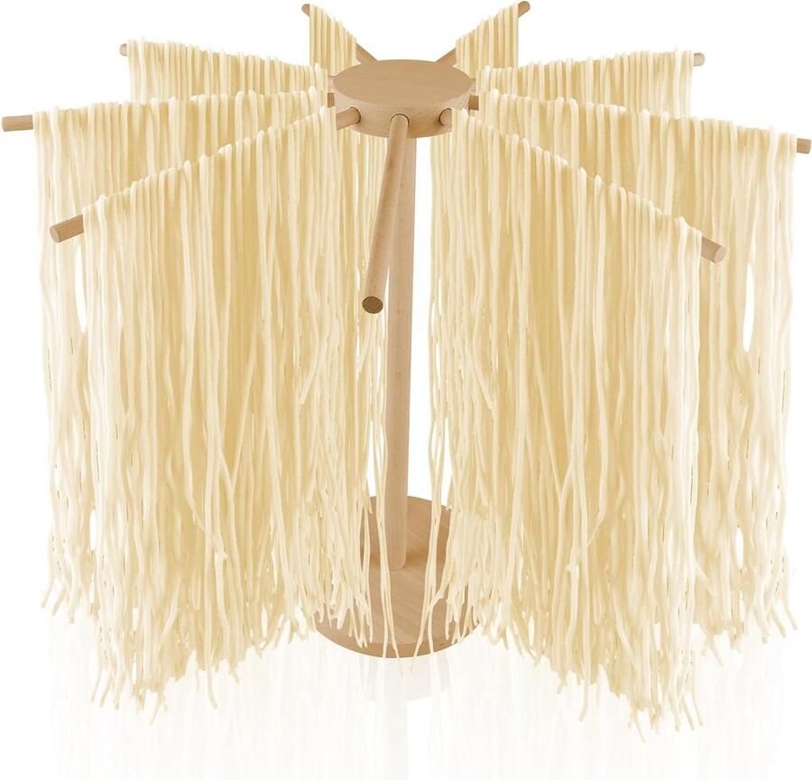 Pastadroger Hout Pastastandaard Droger Zelfgemaakte Pasta Drogen 9 Afneembare Armen Tot 45 kg Natuurlijk Hout