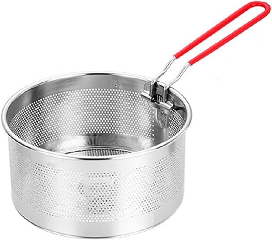Pastafilter filter zeefpan stoommand voor groenten frituurmand van roestvrij staal met afneembaar handvat geschikt voor vegetarisch vissen schaaldieren koken en opwarmen van voedsel (ongeveer 16 cm)-Stijl 1