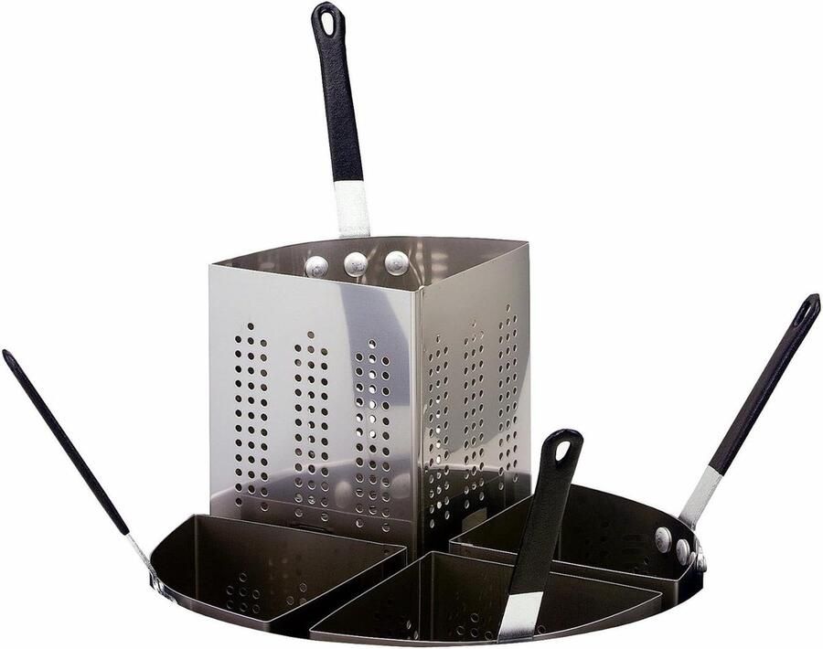 Pastainzetstuk 4 compartimenten Pasta koker inzet Pasta koken 4 aparte kookzones 20 kwart Zilver