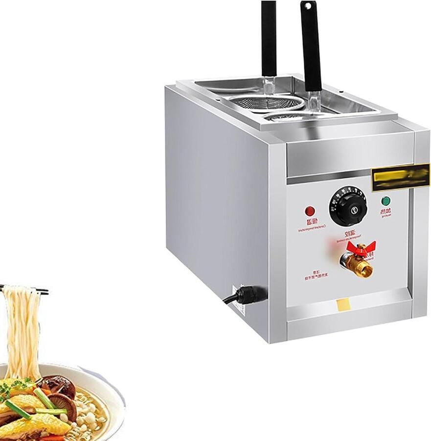 Pastakoker met Gaten Noedelpan Professioneel Snel Eten Bereiden Dubbele Kookzones 34 cm Breed Zilver