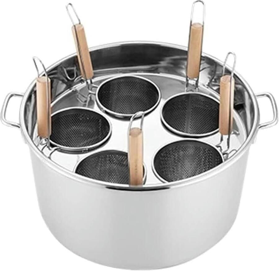 Pastakoker RVS Noedelpan Stoompan Snel Pasta Koken Met Zeefinzet 5 Gaten Optie Zilver