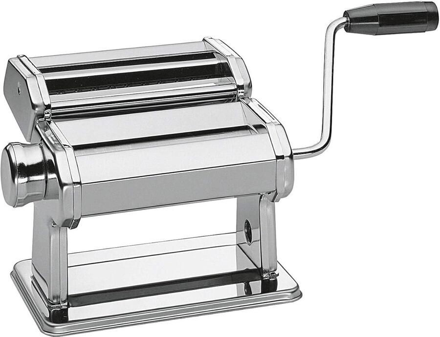 Pastamachine Compack Pastamaker Handmatig Zelf Pasta Maken Roestvrij Staal 19 x 12.5 x 13 cm Zilver