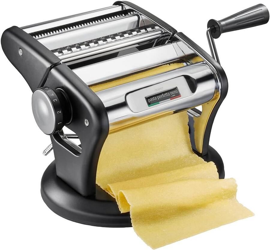 Pastamachine Deegmaker Zelf Pasta Maken Vacuüm Zuigvoet 14 cm Breed Zwart Zilver