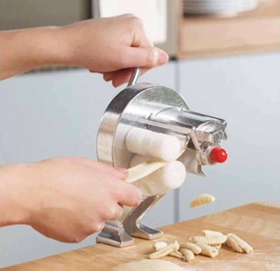 Pastamachine Gnocchetti Cavatelli Maker Zelf Pasta Maken Handmatige Bediening 2 Schijven Chroom