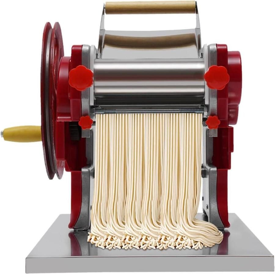Pastamachine Handmatig Deegroller Verse Pasta Maken Roestvrij Staal 38 x 28 x 26 cm Rood