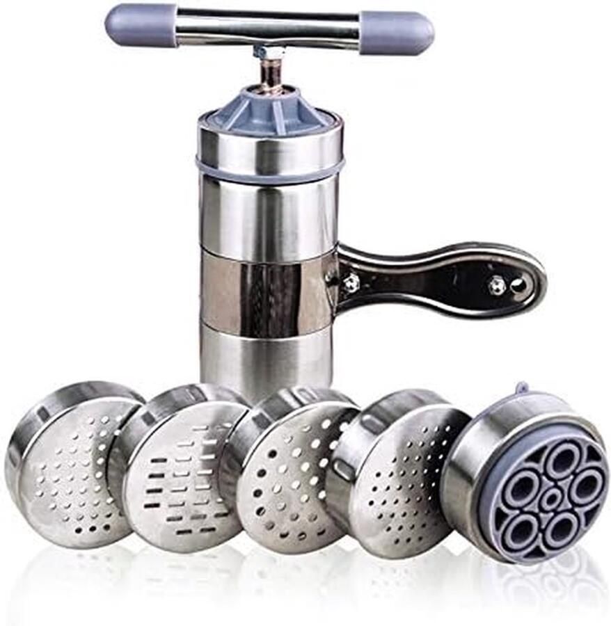Pastamachine Handmatig Noedelmaker Keuken Verse Pasta Maken Roestvrij Staal Compact Formaat Zilverkleurig