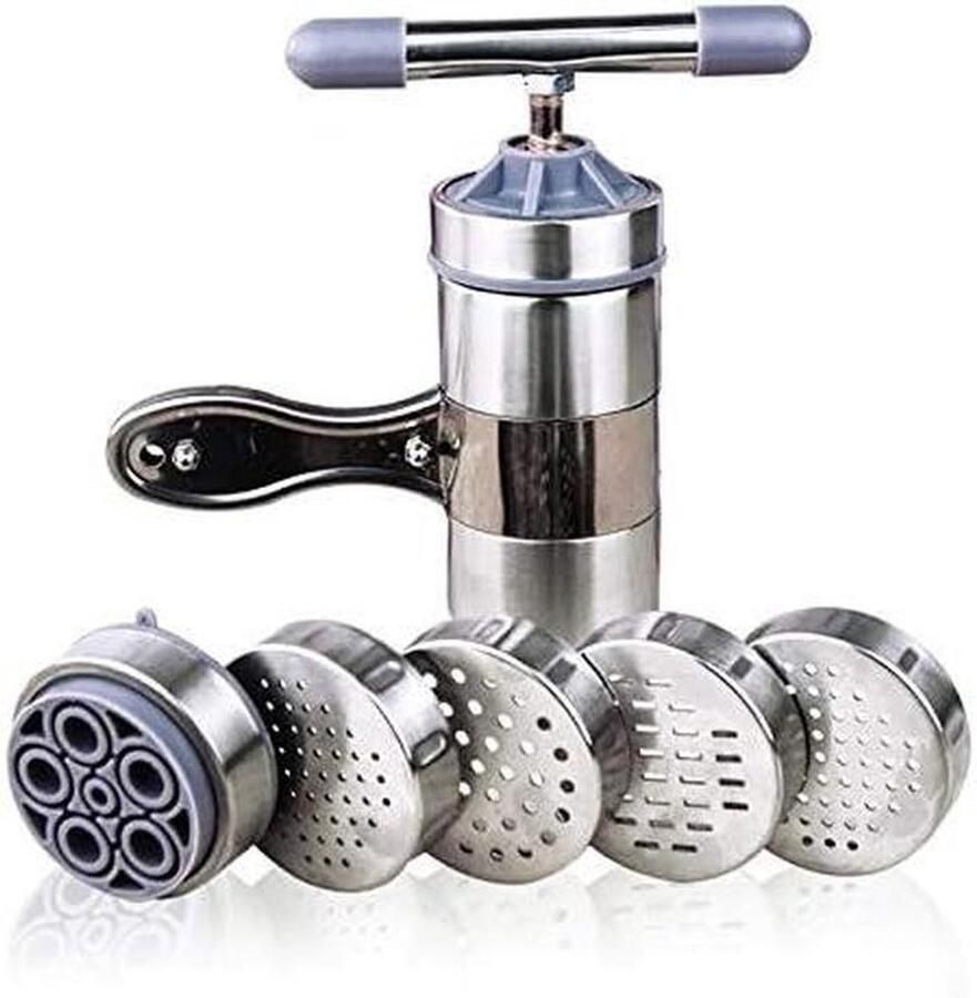 Pastamachine Handmatig Noedelmaker Keuken Zelf Pasta Maken Roestvrij Staal Compact Ontwerp Zilverkleurig