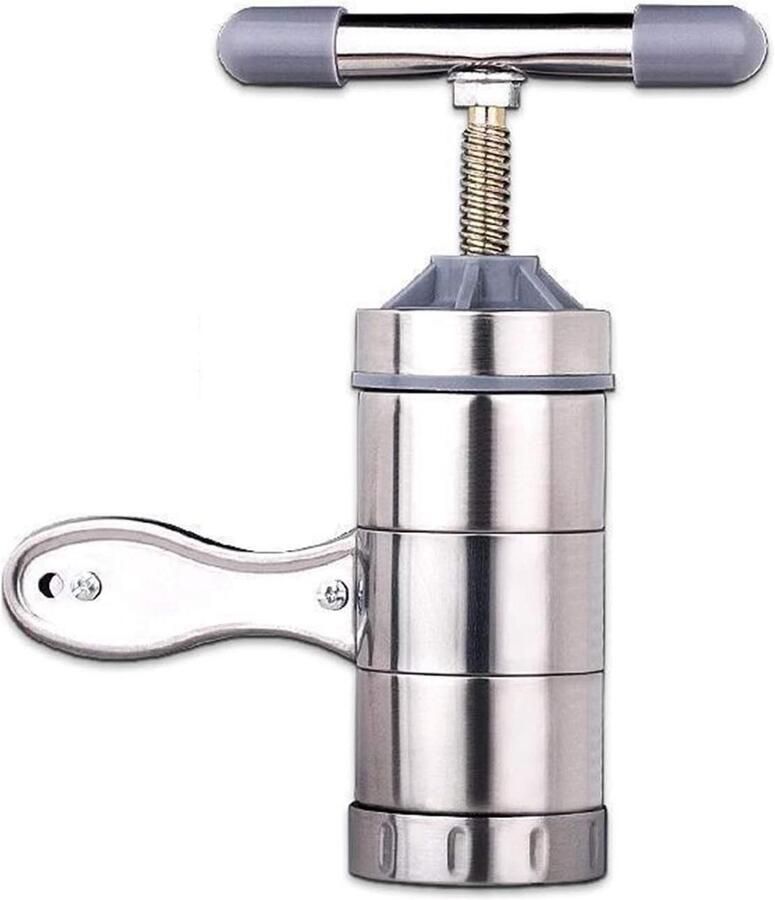 Pastamachine Handmatig Noedelmaker Zelf Pasta Maken Roestvrij Staal 5 Soorten Mallen Zilverkleurig