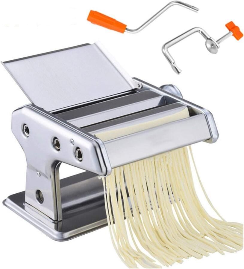 Pastamachine Handmatig Noodle Maker Verse Pasta Maken Roestvrij Staal 2 Vellen Zilver
