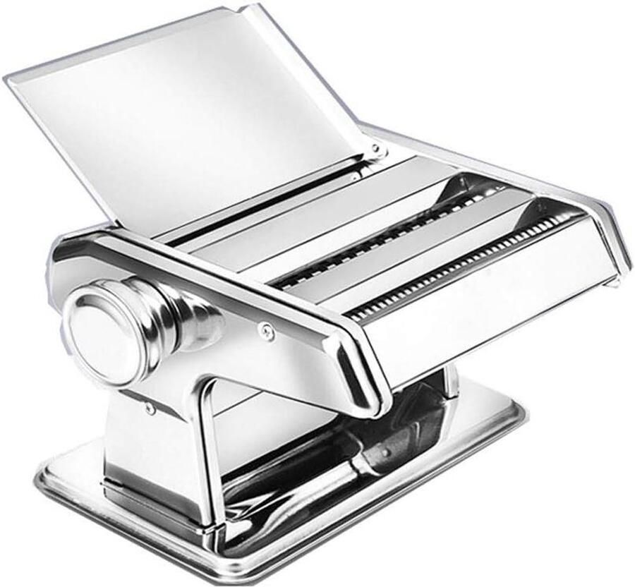 Pastamachine Handmatig Noodlemaker Deegroller Verse Pasta Maken Roestvrijstalen Constructie 6 Versnellingsstanden Zilver