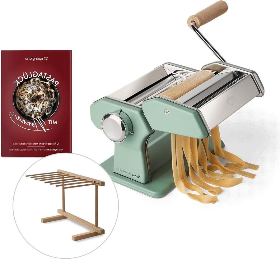 Pastamachine Handmatig Pastamaker Keuken Verse Pasta Maken 9 Dikte Instellingen 3 Standaard Opzetstukken Mintgroen