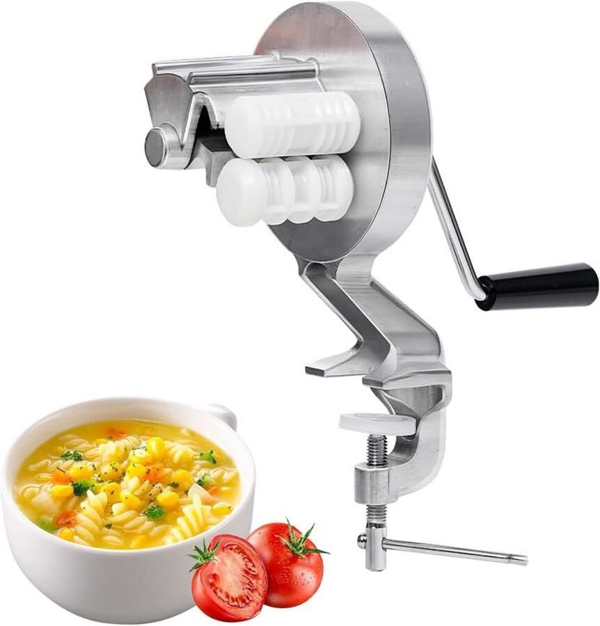 Pastamachine Macaroni maker Verse pasta maken Handmatig en draagbaar 24 x 12 x 12 cm Chroom