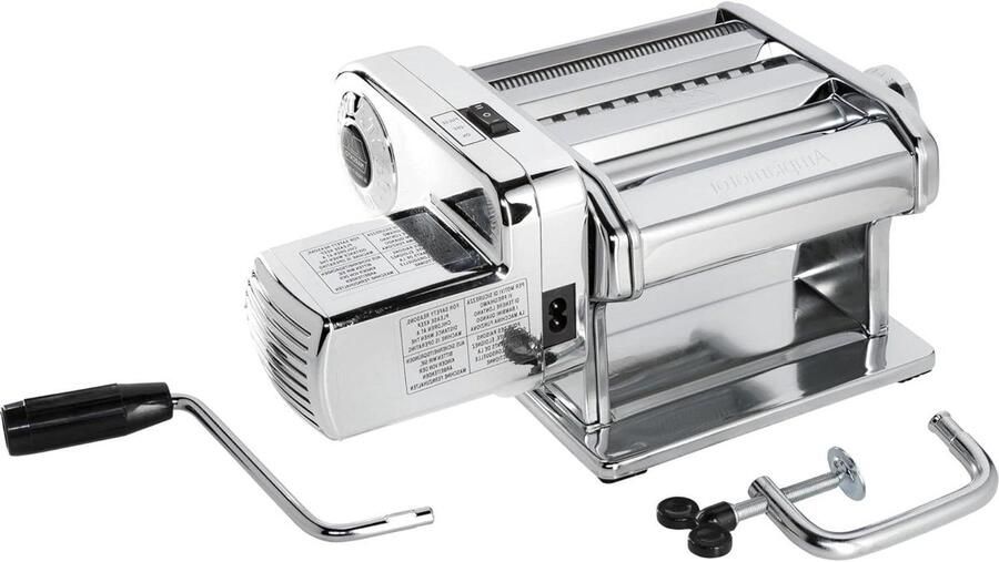Pastamachine Motor Automatische Pastamaker Verse Pasta Maken Origineel Italiaans Design 3 Rollen Zilver