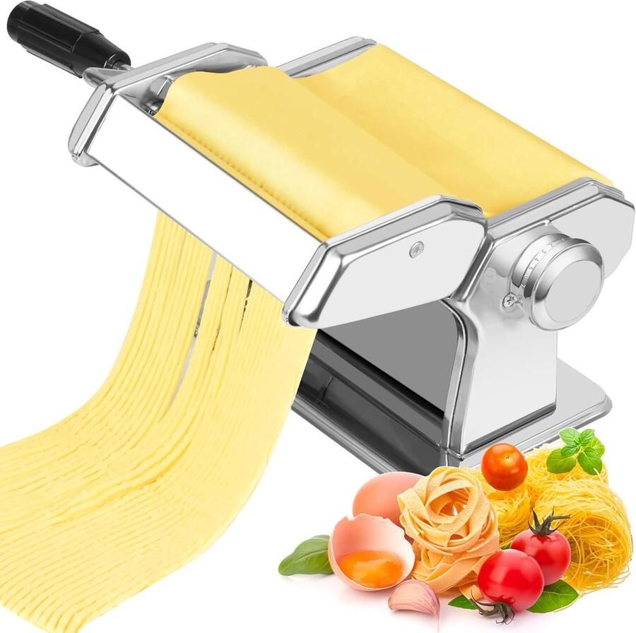 Pastamachine van aluminiumlegering met 9 instelbare diktes en 2 snijders handmatige pastamachine spaghetti fettuccine lasagne