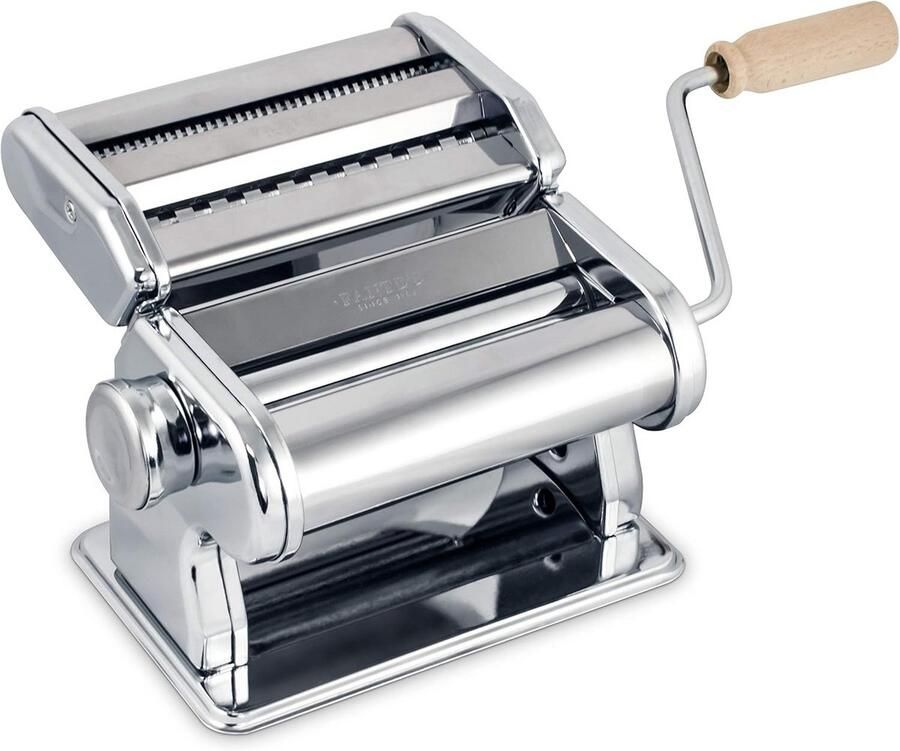 Pastamachine van Chroomstaal met Houten Handvat Zelf Verse Pasta Maken