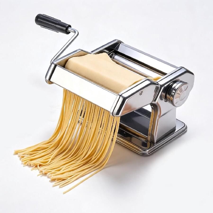Pastamachine van roestvrij staal: 150 mm stalen pastamachine met 9 deegdiktes & 2 snijbreedtes handmatige pastamachine voor spaghetti tagliatelle lasagne fettuccini