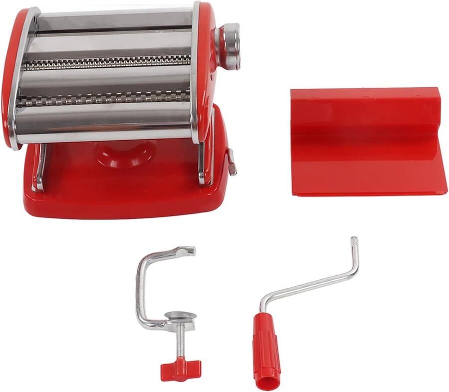 Pastamaker Machine Noedelmaker Huishoudelijk Zelf Pasta Maken 6 Dikte Niveaus Roestvrij Staal Rood