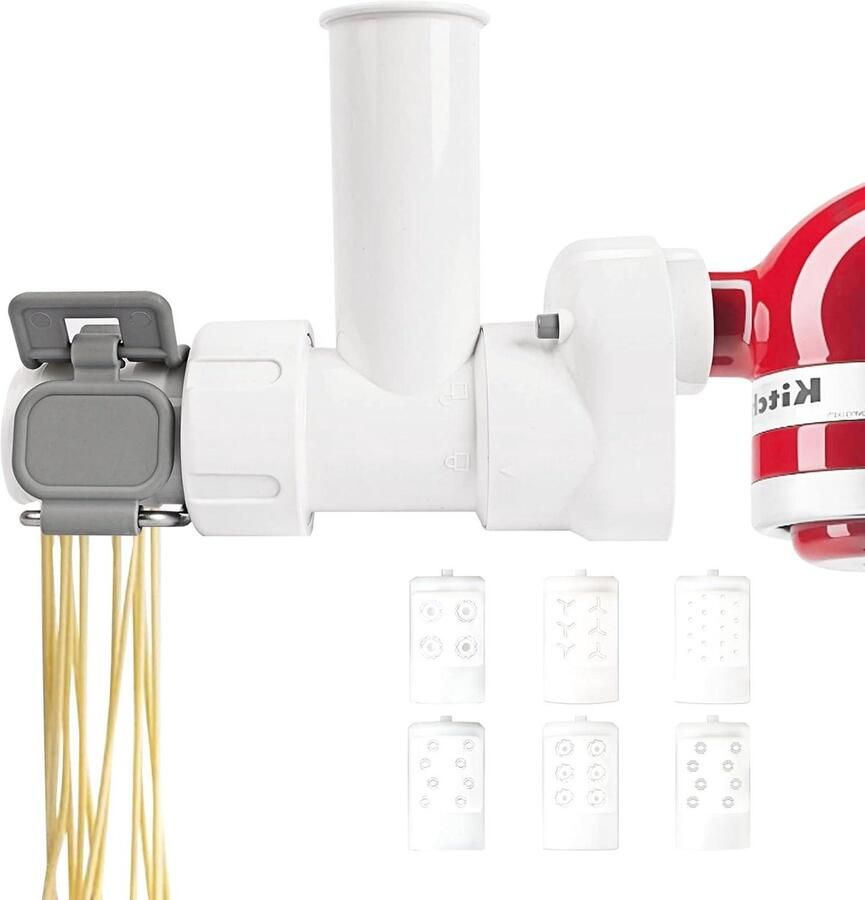 Pastamaker Opzetstuk Pastapers Opzetstukken Zelf Pasta Maken 6 Verschillende Vormen 1.15 Kilogram Zilverkleurig