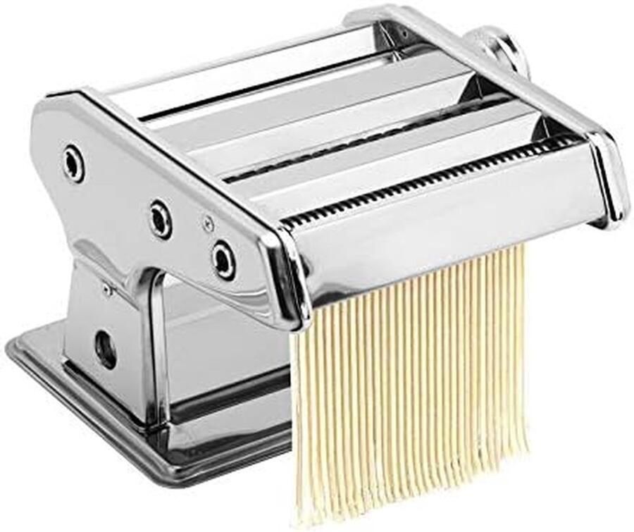 Pastamaker Pastamachine RVS Zelf Pasta Maken Met Tafelgreep 15 Cm Breed Zilverkleurig