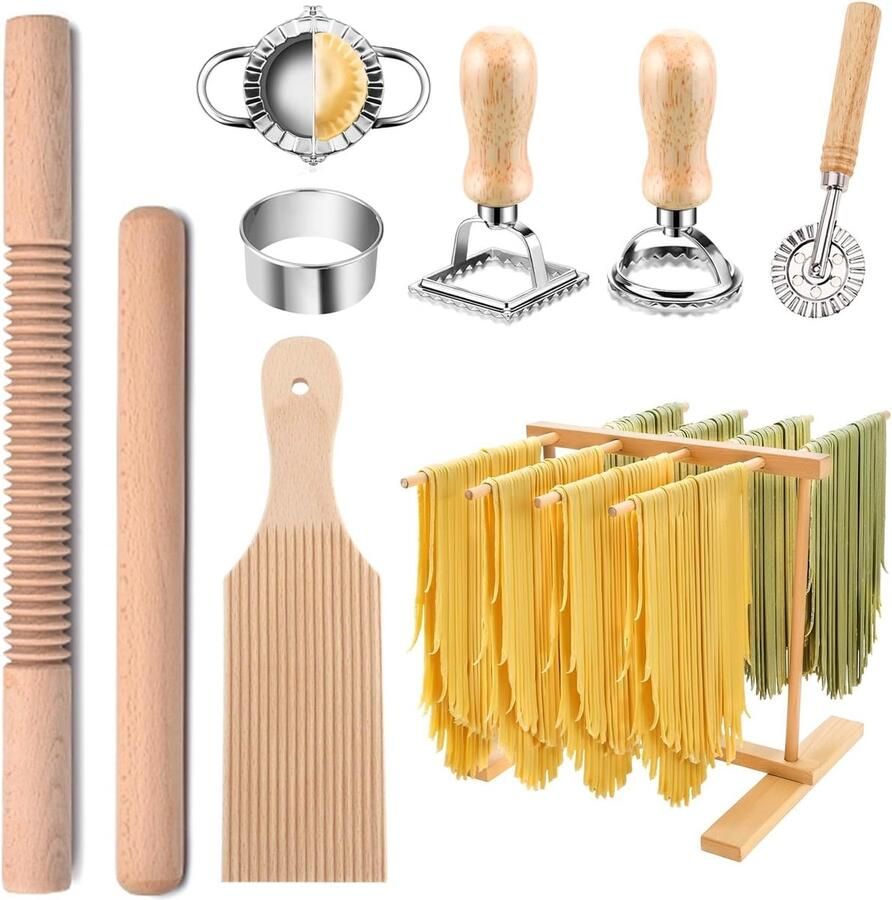 Pastamaker Set Noodles Maken Zelf Pasta Maken 9 Delig Keukengerei 37cm Lengte Houtkleur
