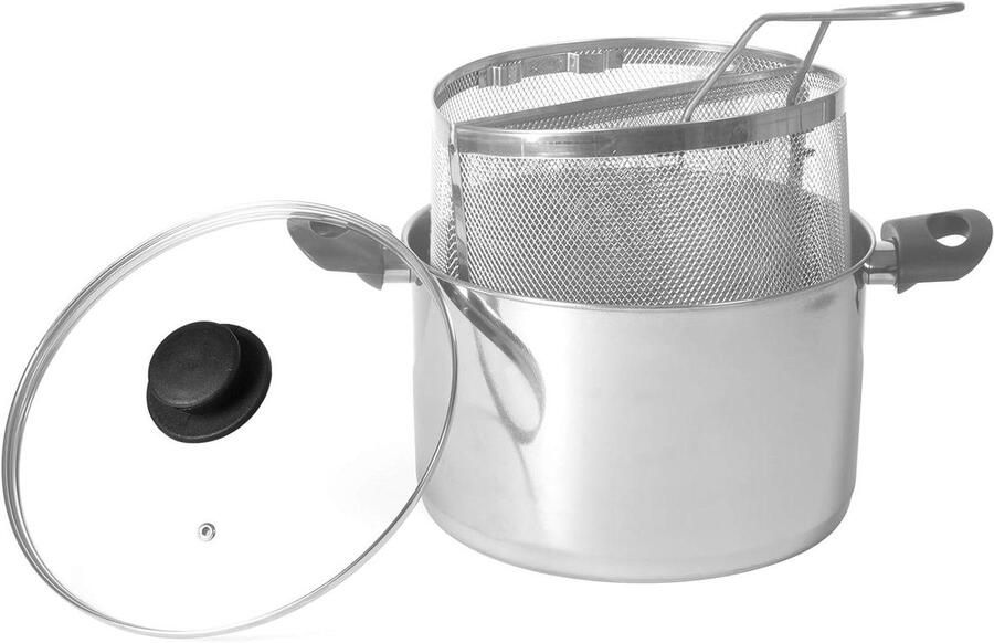 Pastapan met manden Kookpan roestvrij Makkelijk Pasta Koken Inclusief deksel 24 cm Zilver