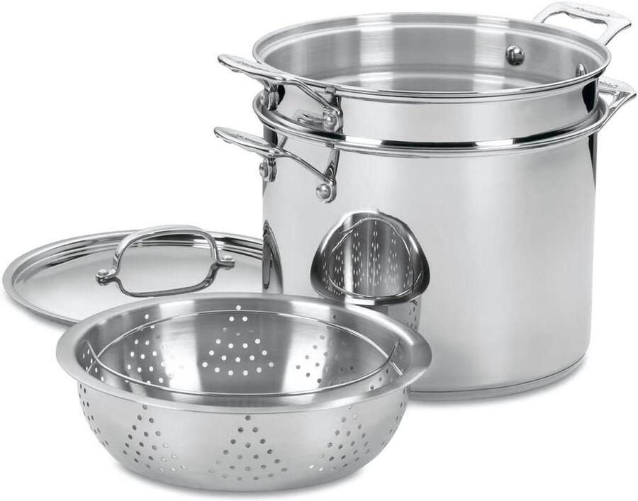 Pastapan met Stoommand Pastakoker Stoomset Pasta Koken Gelijkmatige Verwarming 11 Liter Zilver