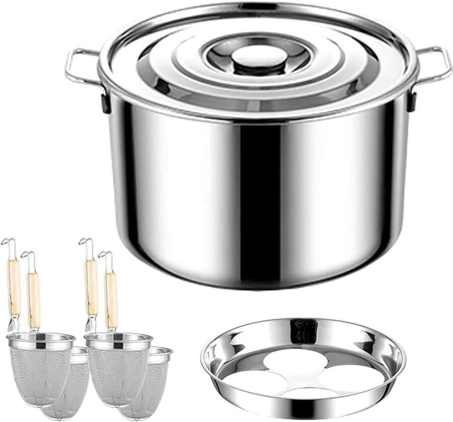 Pastapan met zeef Kookpan groenten Pasta koken Roestvrij staal 4 compartimenten Zilverkleurig